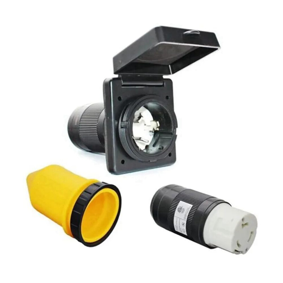 Rv 50 Amp 125V/250V Ac Female Locking Plug, Black, Durable Twist-Lock Connector For Rvs And Trailers 6038364912510