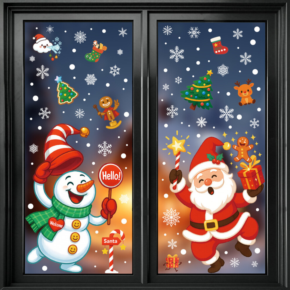 Christmas Festive Window Decals With Santa And Snowman For Seasonal Display-image-OPC-PK78DPZ-NEW