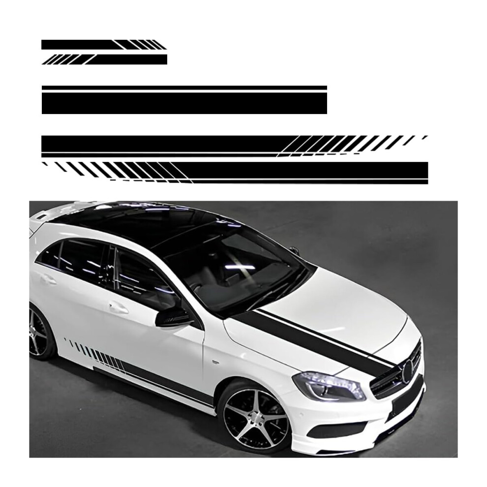 Car Hood Strip Stickers Pack Of 5, Racing Body Side Stripes For Suv Truck Off-Road Vehicle Decoration Black 6038364915498