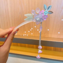 Hair Pin Hair Sticks for Children in Chinese Style Hanfu with Rabbit Design Flower Tassel Pendant - Size B Hair Accessories