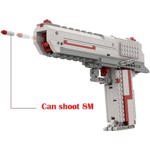 Desert Eagle Gun Building Set with Shooting Function, 700+ Compatible Blocks, Compatible with Lego Model 1