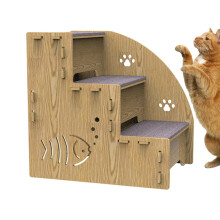 Dog Stairs - Adjustable Folding Pet Steps, 3-Step Wooden Ramp with Anti-Slip Surface for Dogs and Cats