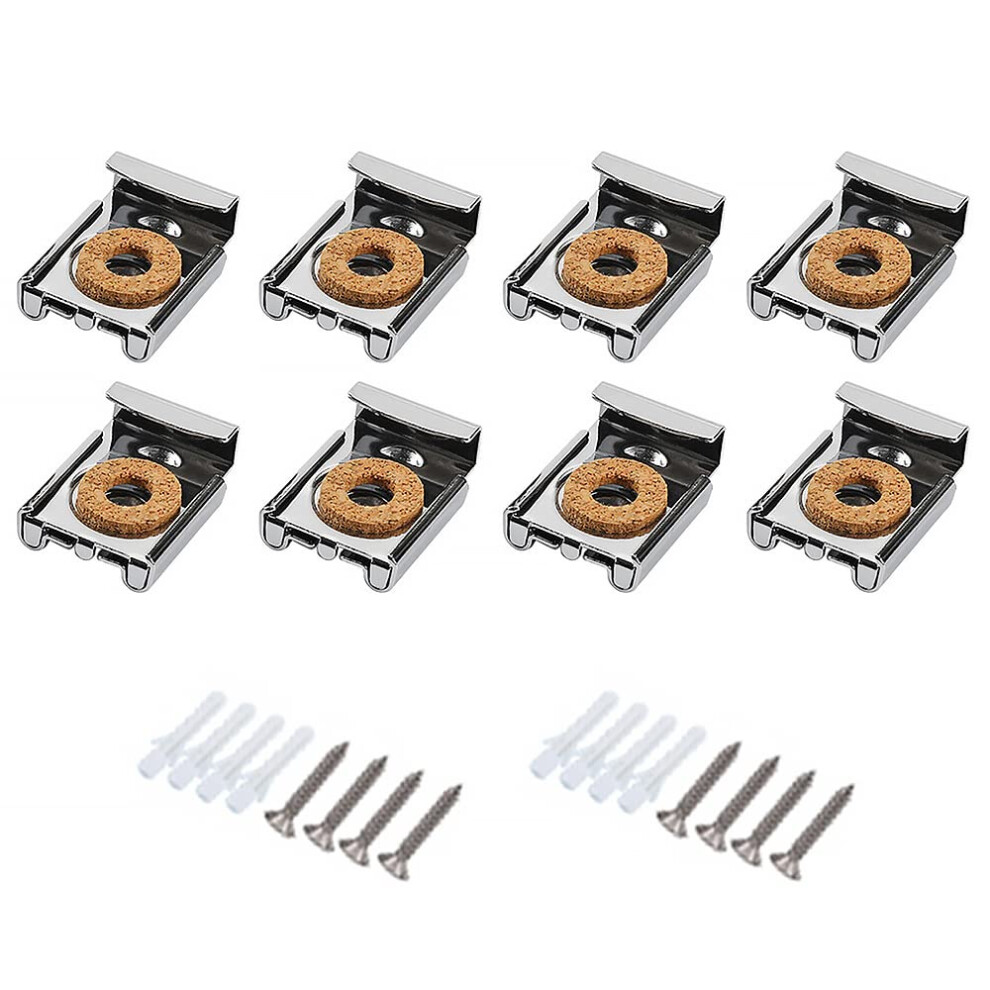 Mirror Fixings 16 Pieces Frameless Mirror Mounting Kit with Spring Loaded Brackets, Wall Plugs, Screws, Silver Finish-image-OPC-PK799FC-NEW