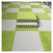 Plush Foam Interlocking Floor Tiles 12 X 30.5 cm Green White - 1 cm Thick, 30 Pieces for Home Use