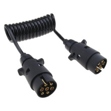 7-Pin Male Plug Extension Cable 1.2m Spiral Adapter for Trailer Socket Coupling Caravan Compatibility