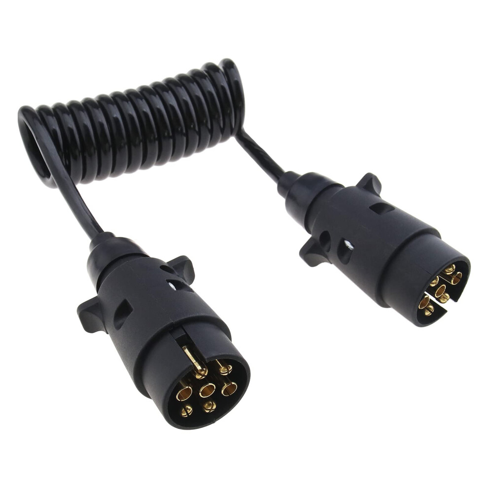 7-Pin Male Plug Extension Cable 1.2m Spiral Adapter for Trailer Socket Coupling Caravan Compatibility-image-OPC-PK79D7H-NEW