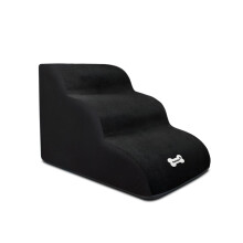 Dog Stairs, Soft Washable Pet Steps for Sofa and Bed, Comfortable Climbing Ramp, Black Zip Cover