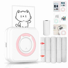 Multifunktionaler Mini-Fotodrucker mit 11 Rollen, 57 mm, kabellos via Bluetooth, kompatibel mit iOS & Android