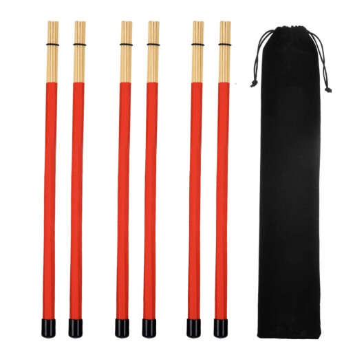 7Pcs Jazz Drum Sticks Brushes Kit Bamboo
