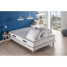 Pacchetto rete con materasso 160 x 200 cm - Altezza 24 cm - Piumone e 2 cuscini - 7 zone - reversibile - fabbricato in Belgio