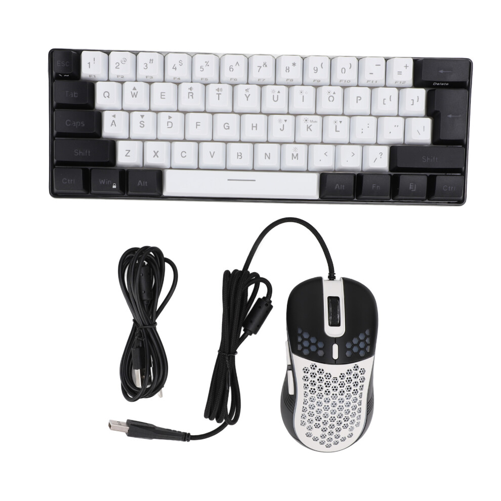 White/Black 61 Key Rgb Illuminated Keyboard With Mouse Multi