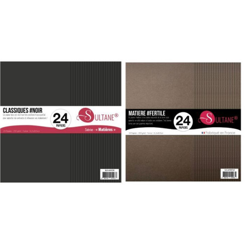 48 Scrapbooking-Papiere Schwarz + Braun - 300g/m²