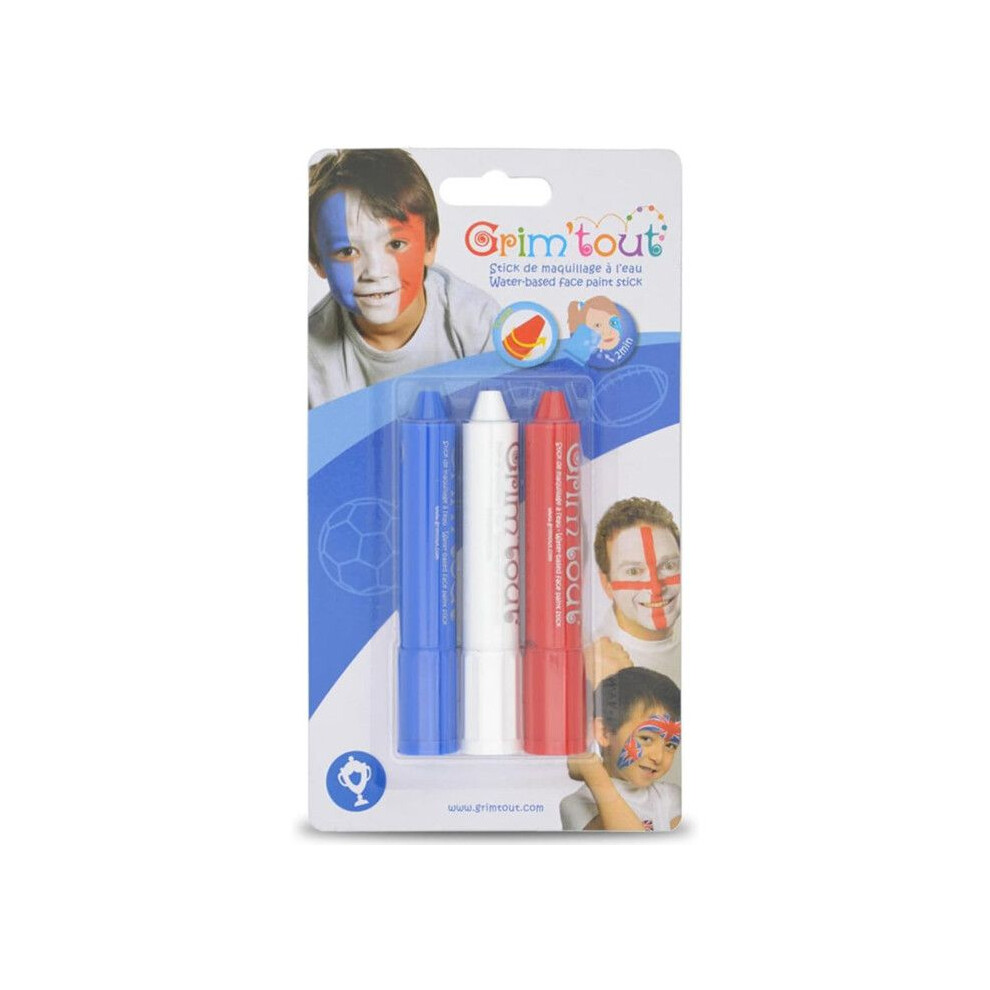 Gã©Nã©Rique Blue/White/Red Face Makeup Set - Generic - 3 Sticks - Easy To Use