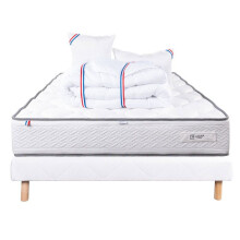 Ensemble Materasso 140x190 cm, Iris, 20 cm, memory foam, rigido, lato estate/inverno + rete bianca ep 13cm + 2 cuscini + piumone