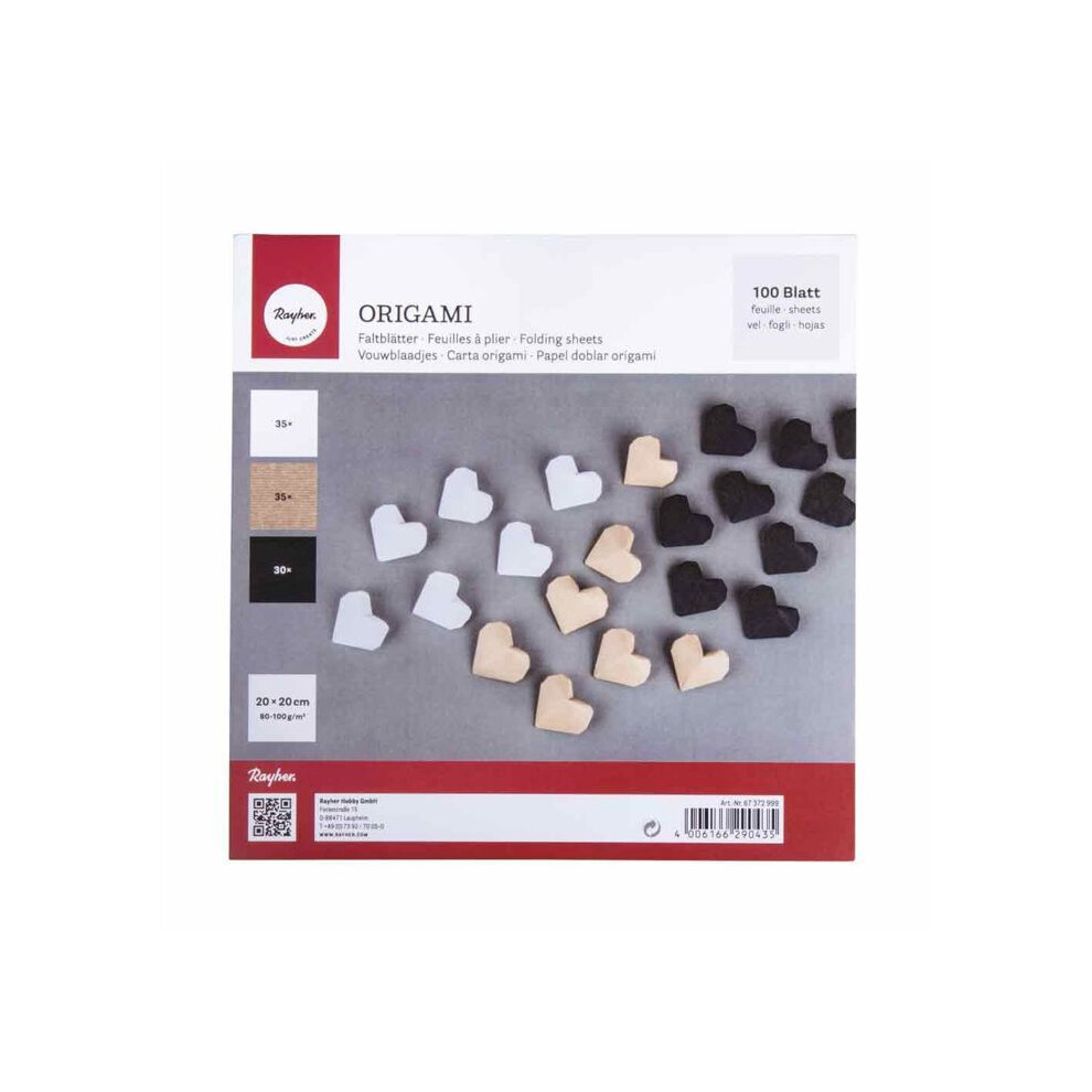 Rayher Beige/Black/White 100 Origami Sheets 20 X 20 Cm