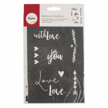Pochoir 21 x 14,8 cm und Spatel - Mit Liebe