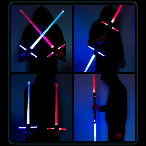 2Pcs 7 Colors Changing Light Up Sword Expandable 2