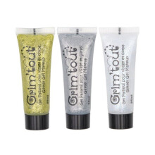 Glitterigeelituubi - OZ INTERNATIONAL - GT41523 - 3 kappaletta - 25 ml - Värit kulta, hopea, kristalli
