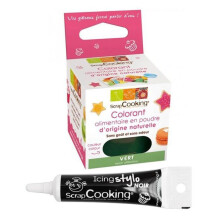 Colorant alimentaire naturel Vert + Stylo de glaçage noir