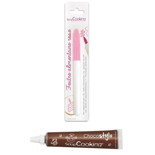 Feutre alimentar rosa + Caneta de chocolate