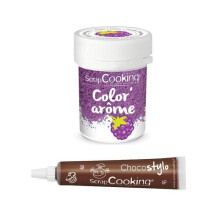 Corante alimentar roxo sabor amora + Caneta de chocolate