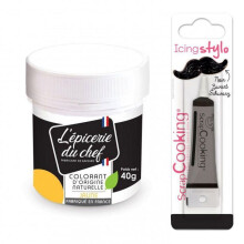 Corante alimentar natural Amarelo 40 g + Caneta de glacê preta