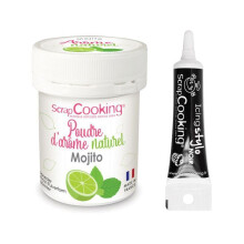 Arôme alimentare naturale in polvere gusto mojito 15 g + Penna per decorazioni nera