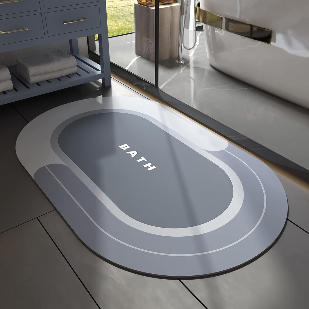 (Oval bath- blue, 40*60cm (diatom mud)) Diatom mud floor MATS, bathroom and toilet door absorbent MATS, anti-slip, household toilet floor MATS, carpet