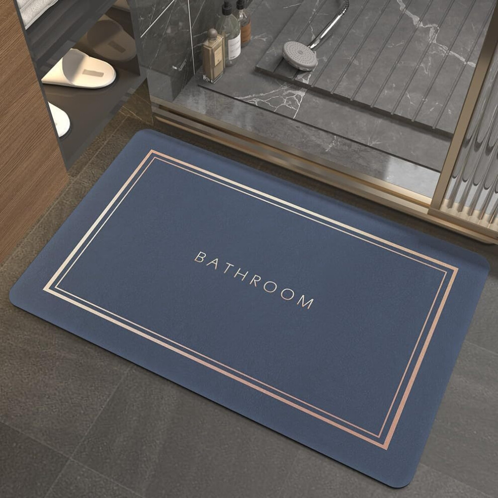 Blue (Bathroom- Navy 50*80Cm (Diatom Mud)) Diatom Mud Floor Mats, Bathroom And Toilet Door Absorbent Mats, Anti-Slip, Household Toilet Floor Mats, Ca