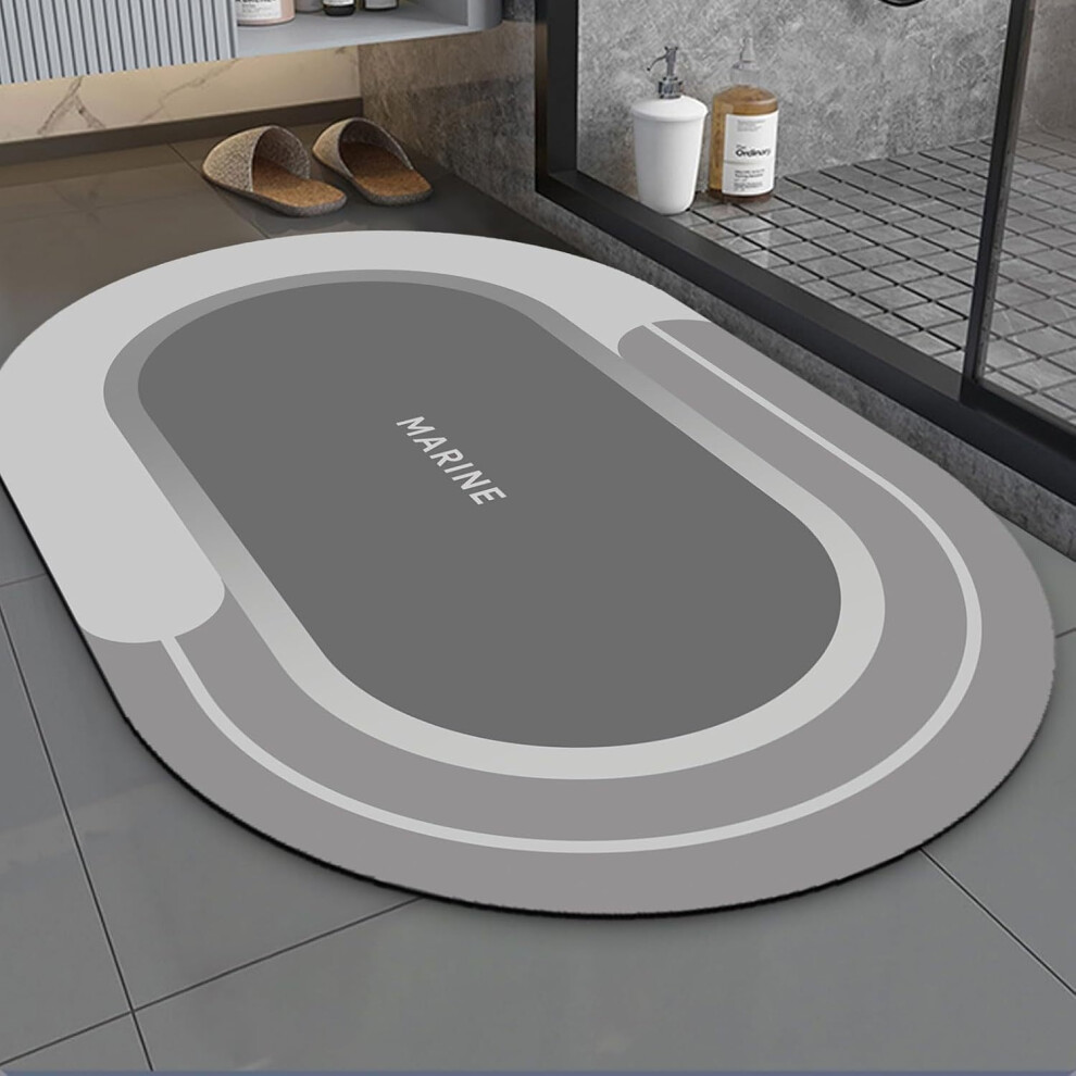 (Oval ocean grey, 30*40cm (diatom mud)) Diatom mud floor MATS, bathroom and toilet door absorbent MATS, anti-slip, household toilet floor MATS, carpet