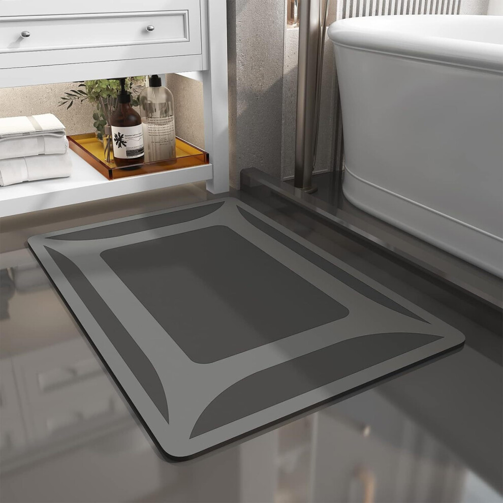 Dark/Grey (Rhombus - 40*60Cm (Diatom Mud)) Diatom Mud Floor Mats, Bathroom And Toilet Door Absorbent Mats, Anti-Slip, Household Toilet Floor Mats, Ca