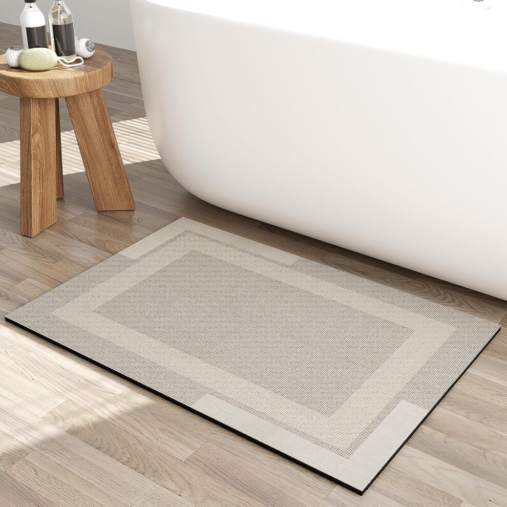 Beige (Textured Square 60*90Cm (Diatom Mud)) Diatom Mud Floor Mats, Bathroom And Toilet Door Absorbent Mats, Anti-Slip, Household Toilet Floor Mats,