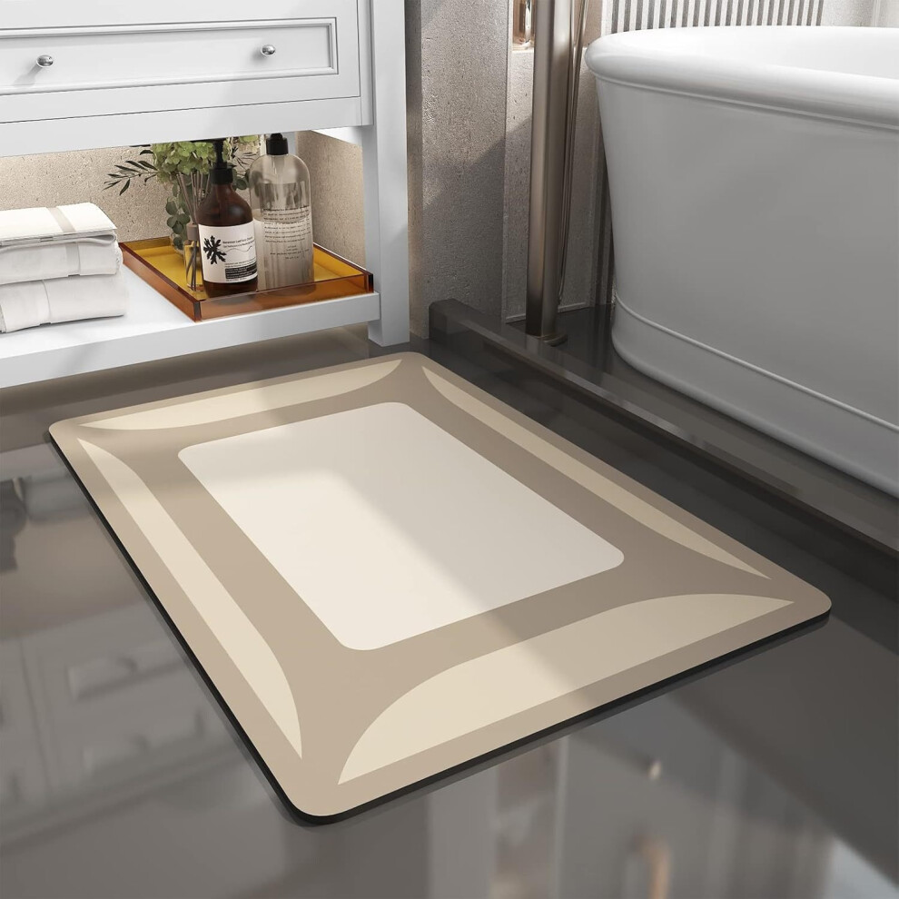 Beige (Rhombus - 50*80Cm (Diatom Mud)) Diatom Mud Floor Mats, Bathroom And Toilet Door Absorbent Mats, Anti-Slip, Household Toilet Floor Mats, Carpet
