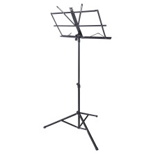 Metallischer tragbarer Notenständer, verstellbar, zusammenklappbar, 54-135cm, schwarz