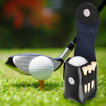 Golfball- und Tee-Haltertasche mit Reparaturwerkzeug, Schwarz, 10x5x5,5 cm