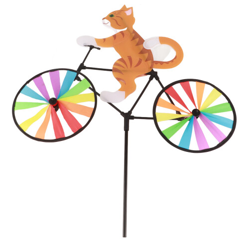Yellow Cat Bike Windmill Wind Spinner Animal Wind