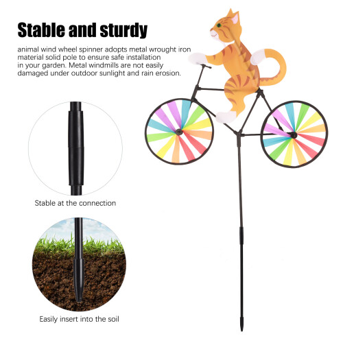 Yellow Cat Bike Windmill Wind Spinner Animal Wind 1