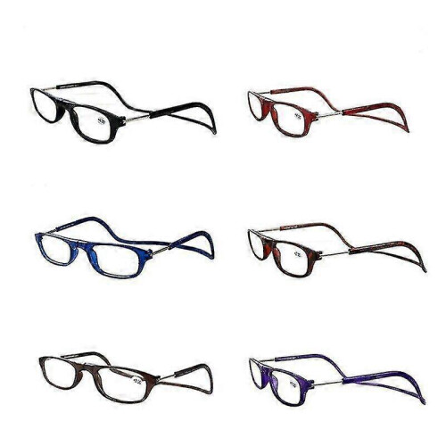 (3.50 strength,Leopard)1.0~ 4.0 Hanging Magnetic Reading Eye Glasses Front Snap Click Connect Neck 1