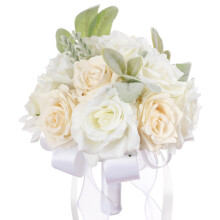Bridal Bouquet - Adjustable Design Milky White Bridal Flowers, Realistic Bridesmaid Bouquet for Wedding, Prom, Outdoor Events