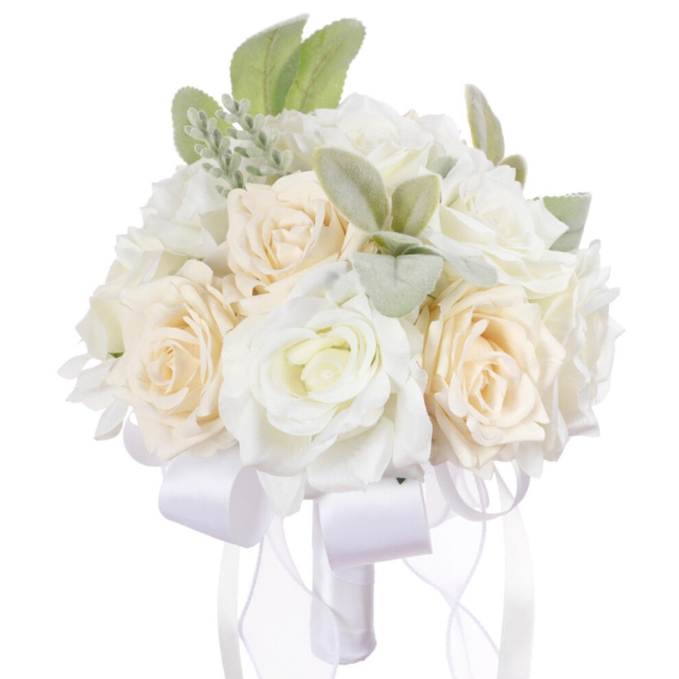 Bridal Bouquet - Adjustable Design Milky White Bridal Flowers, Realistic Bridesmaid Bouquet for Wedding, Prom, Outdoor Events-image-OPC-PK79ZDT-NEW