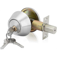 Cylinder Satin Nickel Single Deadbolt Door Lock, Security Night Latch with Keys D101