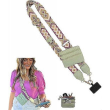 (Color A) Phone Strap with Zippered Pouch, Clip and Go Strap for Phone, Cross Body Phone String with Zipper Wallet Pouch