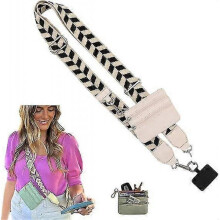(Color B) Phone Strap with Zippered Pouch, Clip and Go Strap for Phone, Cross Body Phone String with Zipper Wallet Pouch