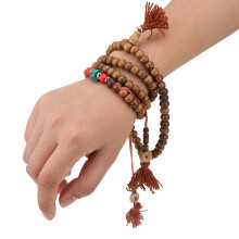 Buddhistische 108 Perlen Tibetisches Gebetsarmband Elastisch Natur