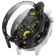 (Black) Tempered Glass Screen Protector Pc Frame Watch Case For Huawei Watch Gt 4 46mm, With Dial Plate