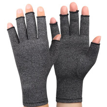 Cotton Compression Gloves for Arthritis Relief - Breathable Fingerless Design, Dark Grey, One Size, Comfortable for Carpal Tunnel