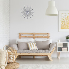 Glamouröse silberne Blumen-Wanduhr – Perfekt für die Dekoration im Wohnzimmer