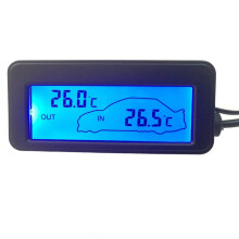 Car Thermometer Indoor Outdoor Digital LCD Display 12V Backlight Temperature Gauge for Vehicle and Home Use