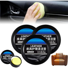 Leather Care Cleaning Paste - 3 Piece Oil Paste Kit for Car Interior, Furniture, and Leather Repair, All-Natural Formula