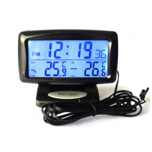 2 in 1 Car Kit Electronic Clock LED Thermometer with Indoor Outdoor Dual Temperature Measurement Tool